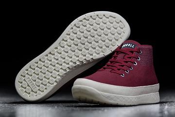 Men's Nobull Cabernet Canvas Mid Trainers Dark / Red | SG B2210E